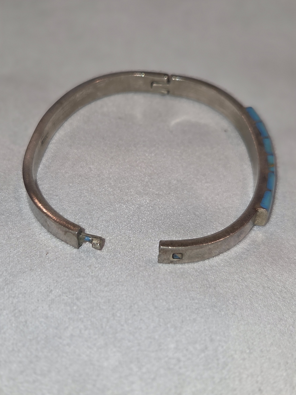 Vintage Mexican Silver Bracelet 925 with Bright Turquoise Inlay Southwestern - Picture 7 of 12